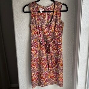 Women's 2 Dress Sleeveless Silk Retro Paisley‎ Tie Front Mini Boho 70s